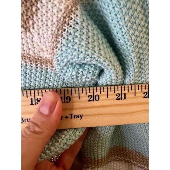 NWT Marble 7020 Blue Beige White Stripes 3/4 Sleeve Pullover Sweater Small - Picture 10 of 10